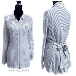 Massini Tie Back Button Down Blouse